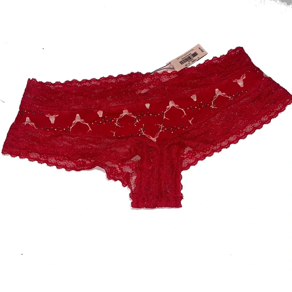 Victoria’s Secret - Red Lace Panties with‎ Deer Design - P005 XS
